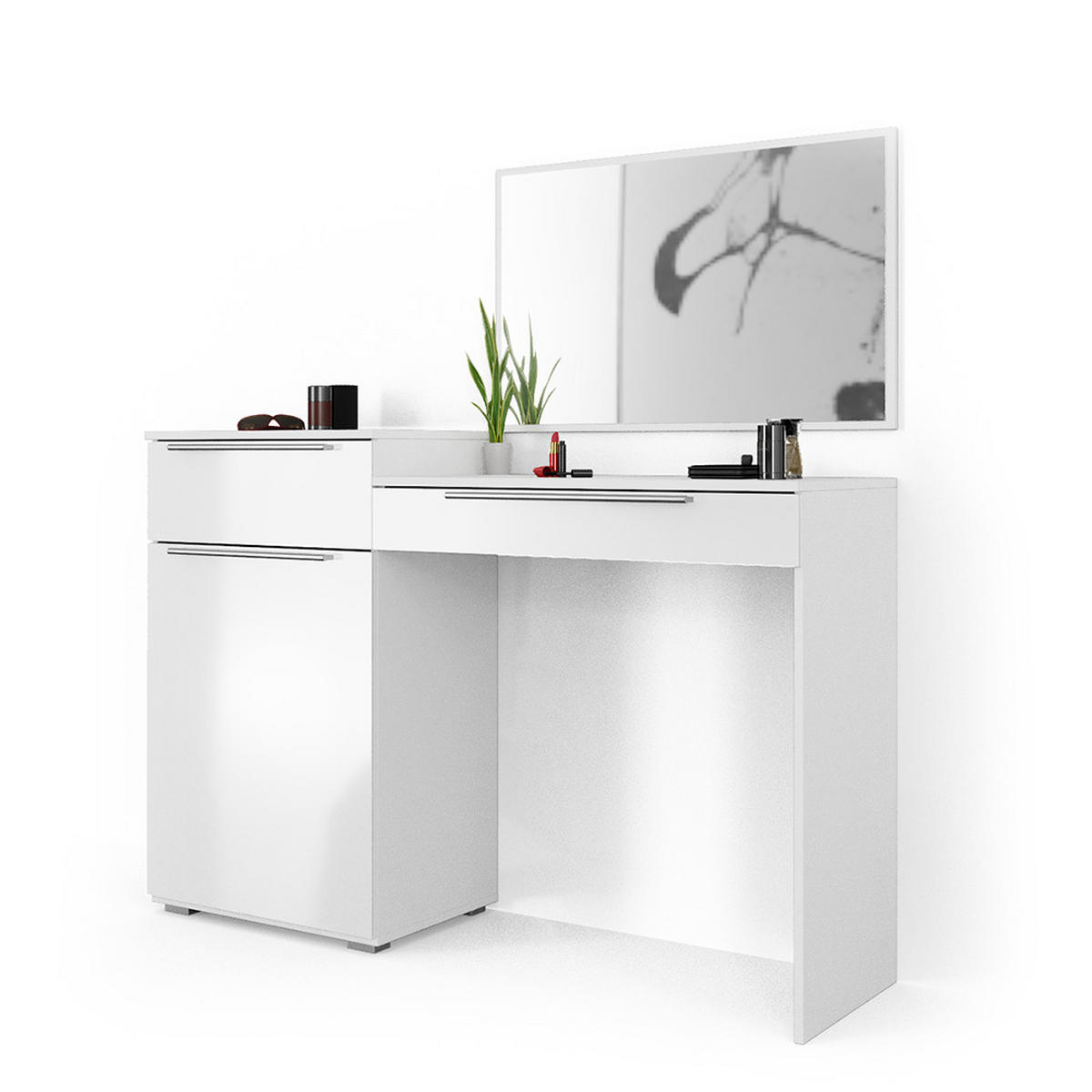 SCHMINKTISCH Lilli Weiß 135 cm - Weiß, Holzwerkstoff (135/90/39cm) - Vicco