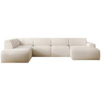 SEDACÍ SOUPRAVA Bouvi krémová, levá - černá/krémová, textil/plast (378/220cm) - Selsey