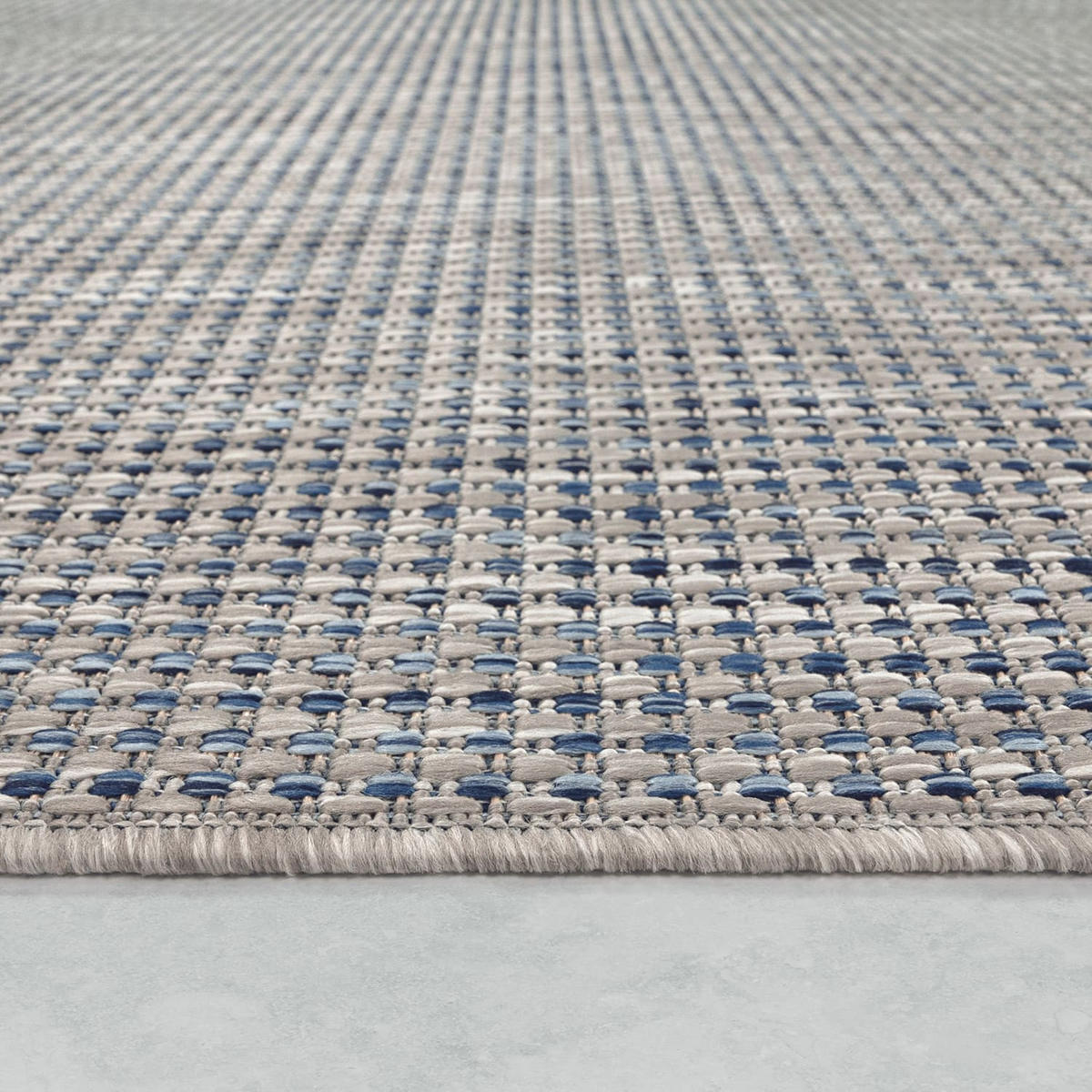 OUTDOOR Teppich Natur Balkon, Terrasse schmutzabweisend Blau Rechteckig 160x220 - Blau, Textil (160/220cm) - KADIMA DESIGN