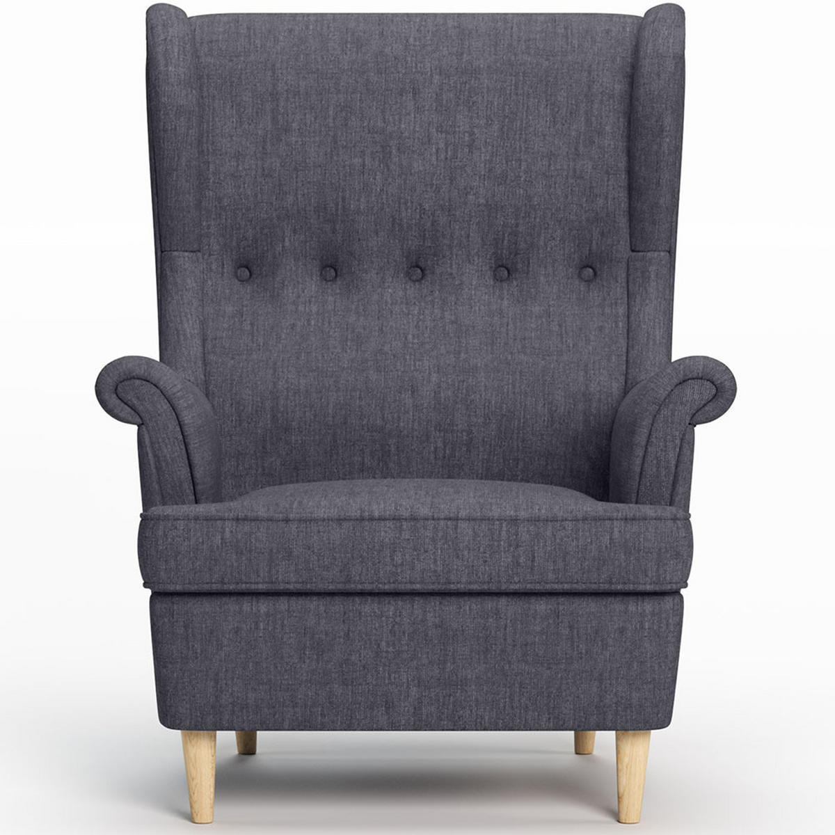 OHRENSESSEL Luno Grau Stoff ES-2 - Naturfarben/Grau, Holz/Textil (62/101/80cm) - Jana