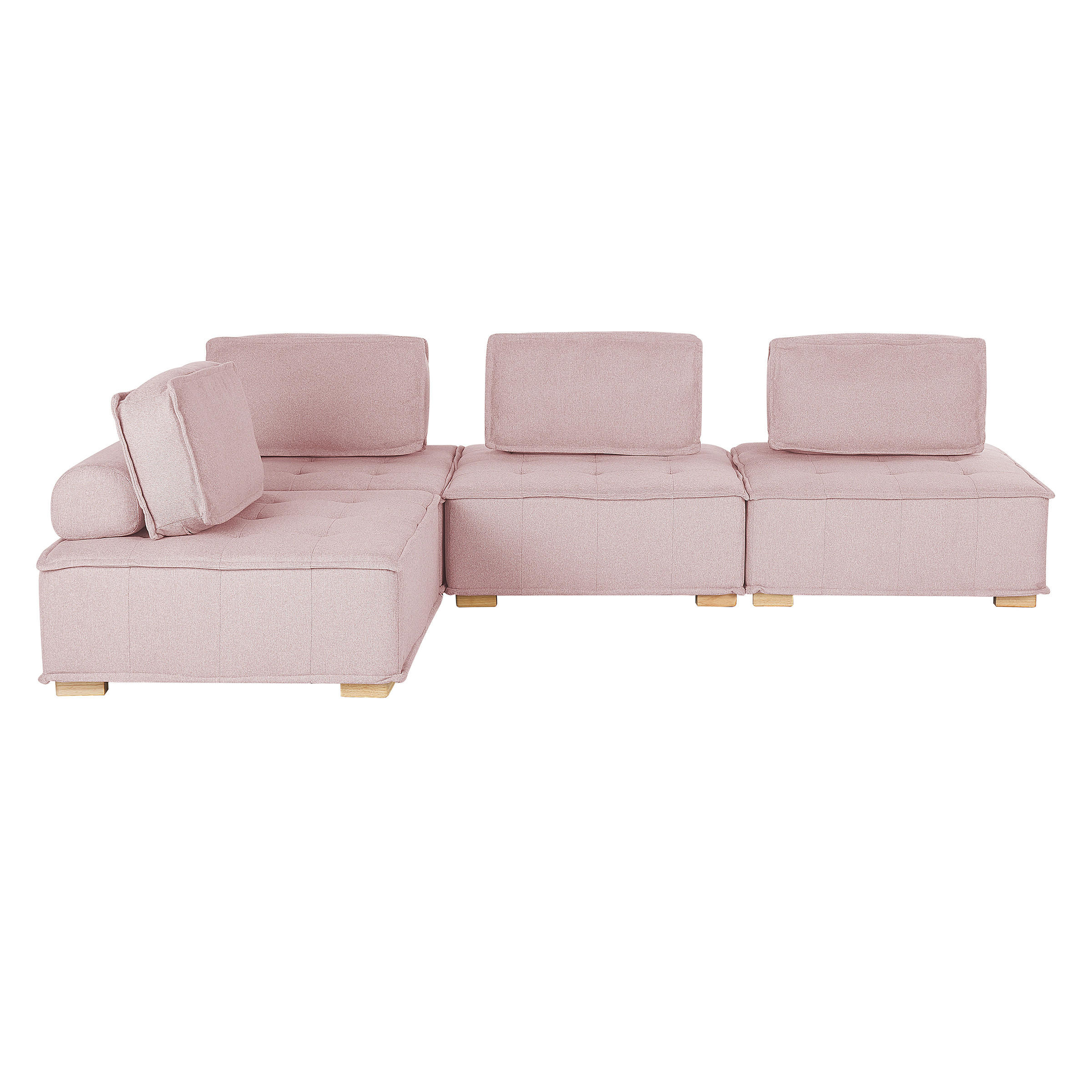 ECKSOFA Modul 4-Sitzer rechtsseitig Rosa Stoff Tibro - Pink/Braun, Textil (300/200cm) - Beliani