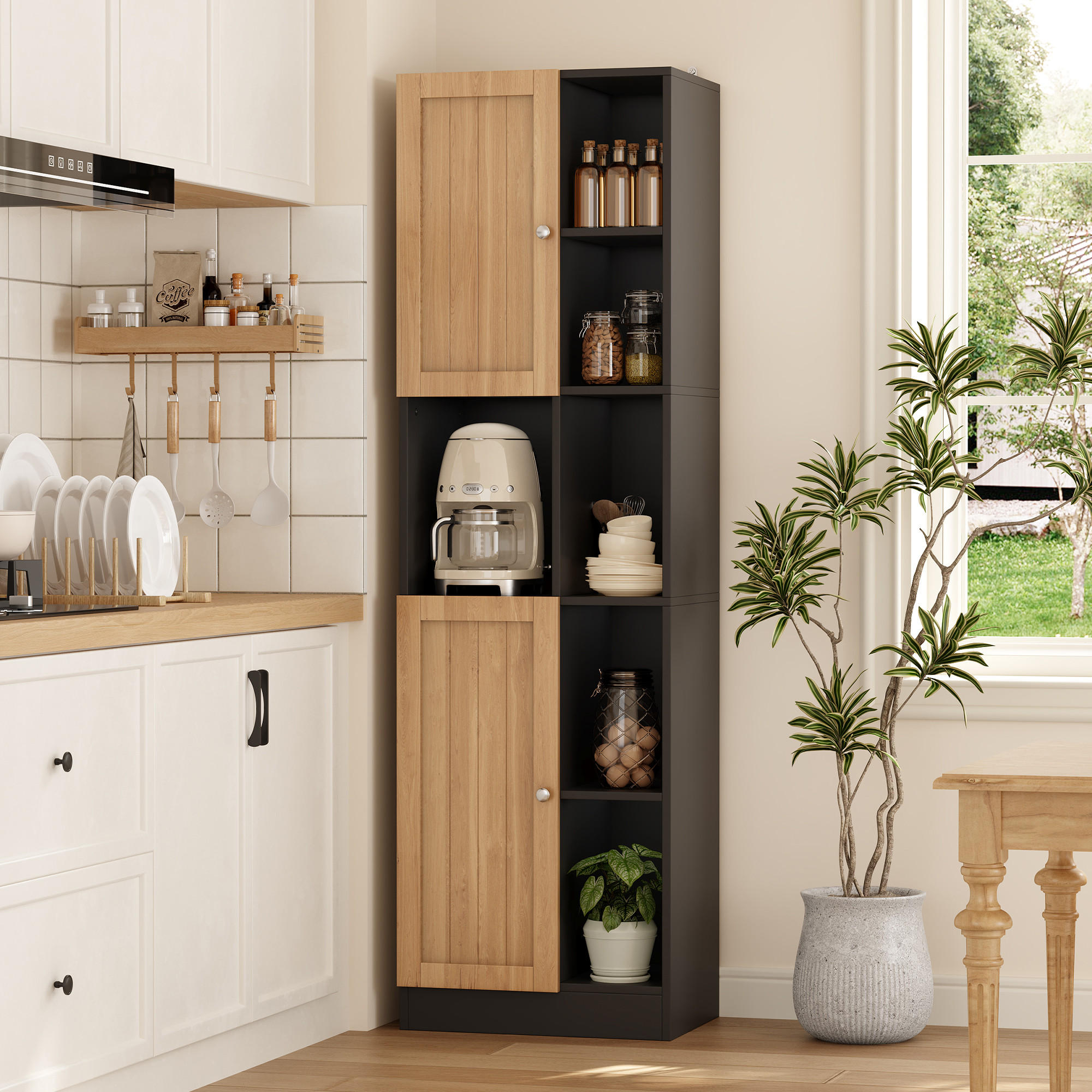 XXXLutz Geschirrschrank Schwarz 50x170x35.5 cm