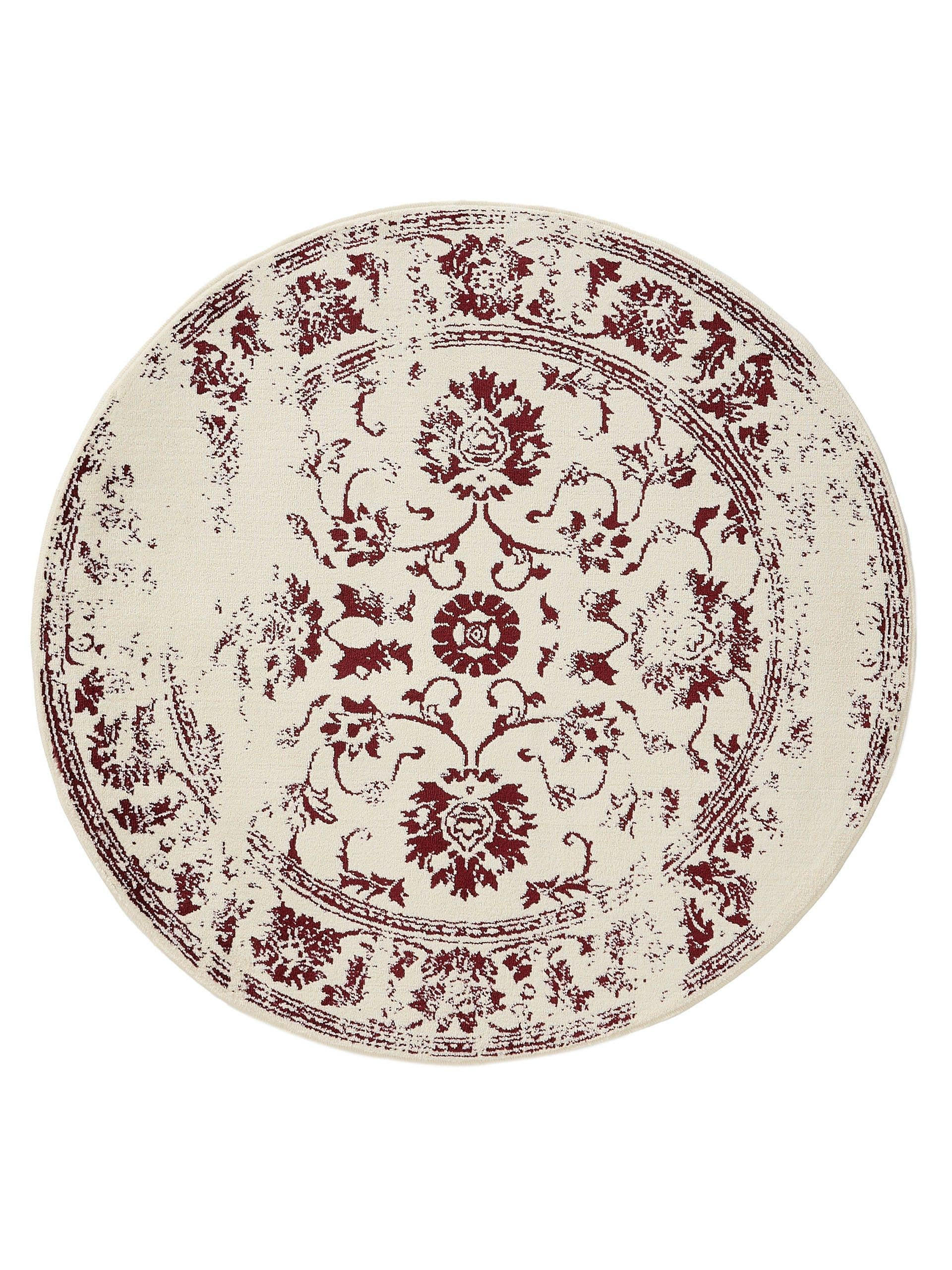 VINTAGE-TEPPICH Suki ø 160 cm rund - Rot/Creme, Kunststoff (160/160cm) - benuta