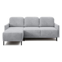 ECKSOFA Hamiel Hellgrau Cordbezug - Hellgrau/Schwarz, Holz/Textil (212/142cm) - Selsey