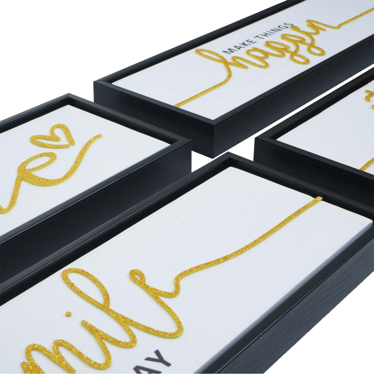 SESTAVA ZIDNIH SLIK Črna, komplet 4 kosov - črna, les (45/15cm) - MCW