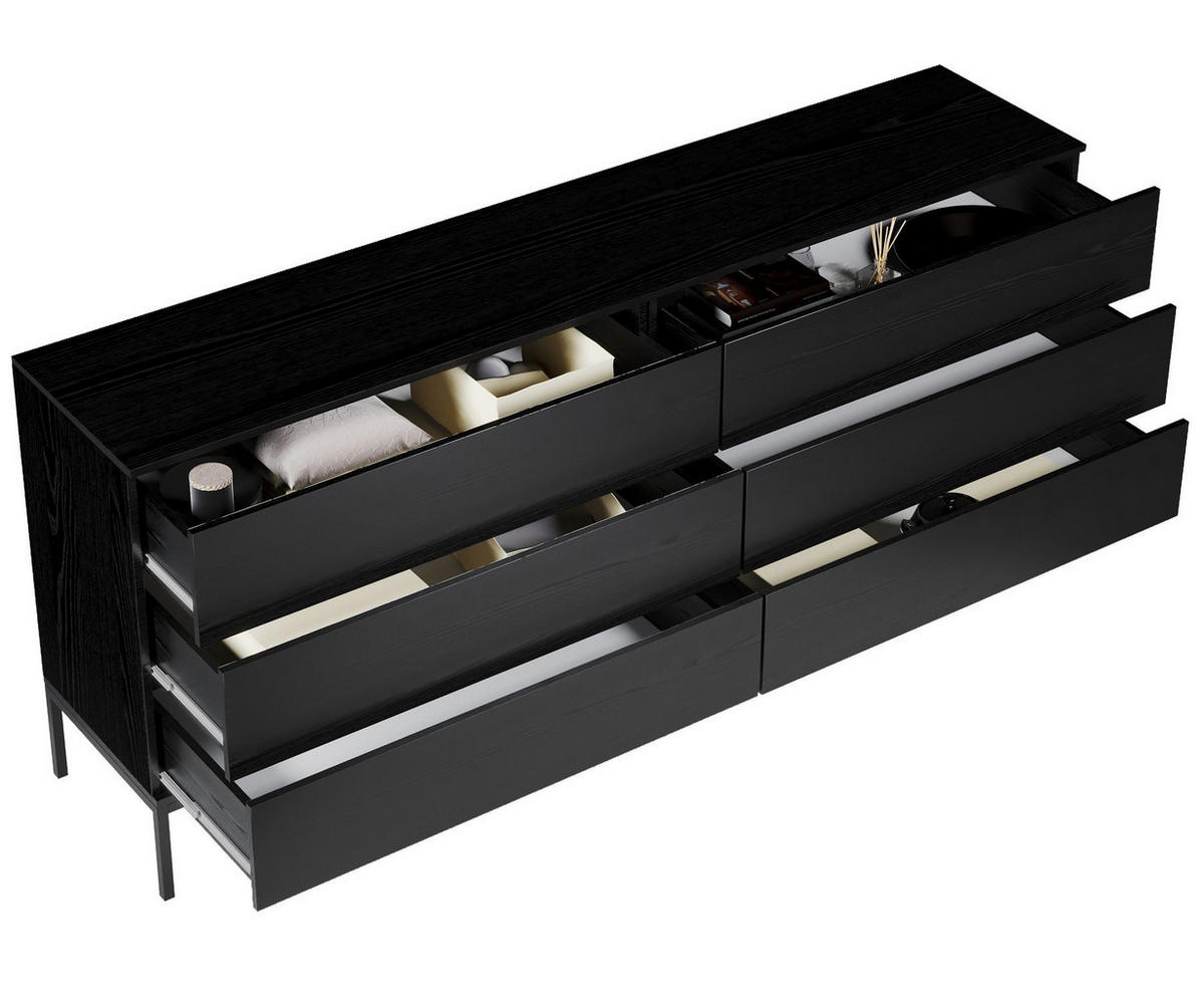 KOMMODE Schwarz Industrial Auf Metallbeinen - Schwarz, Holzwerkstoff (150/84/41cm) - Sepro Meble