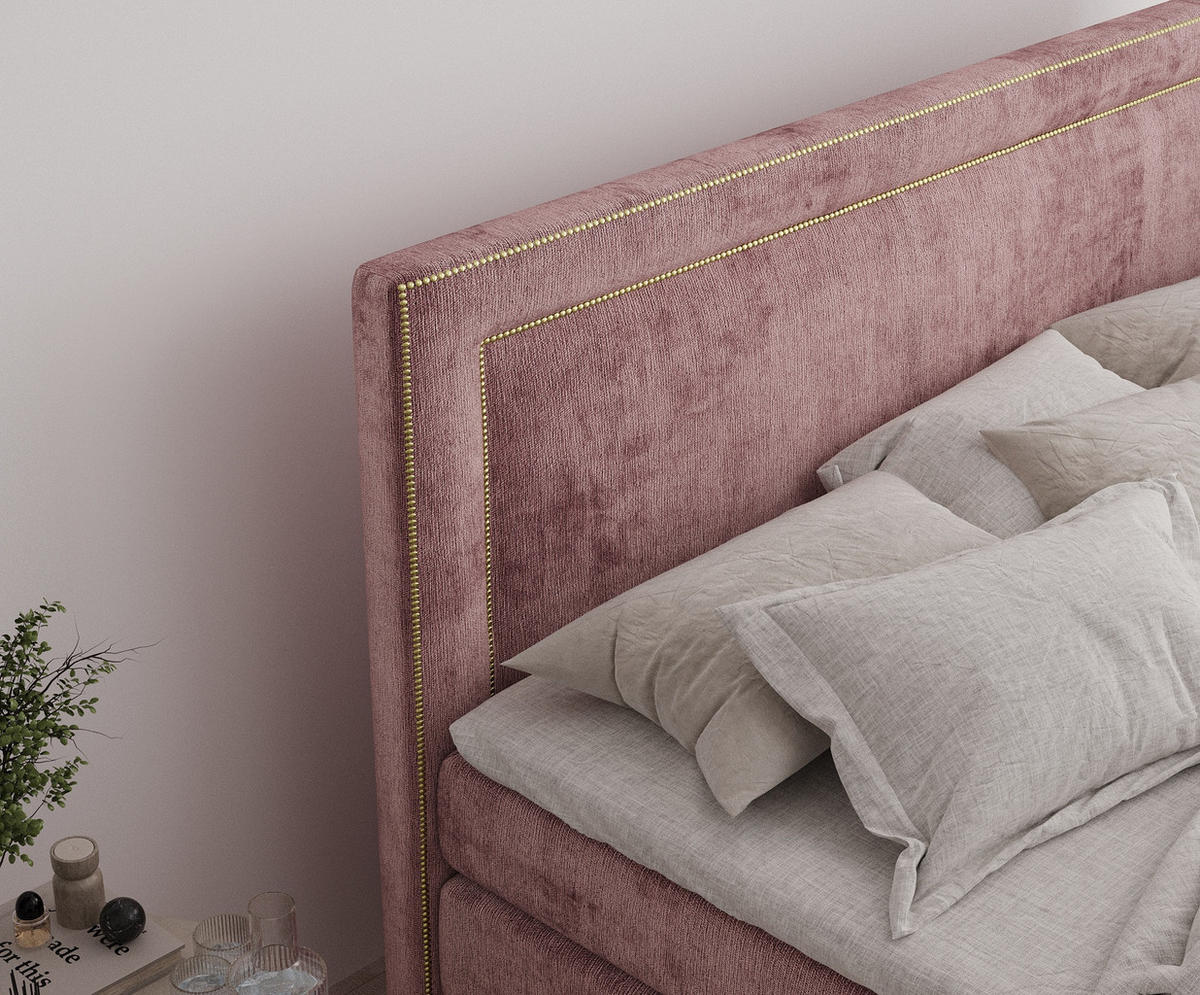 BOXSPRINGBETT Luxora Rosa 180/200 cm - Schwarz/Rosa, Holz/Holzwerkstoff (180/200cm) - Maison de Reve