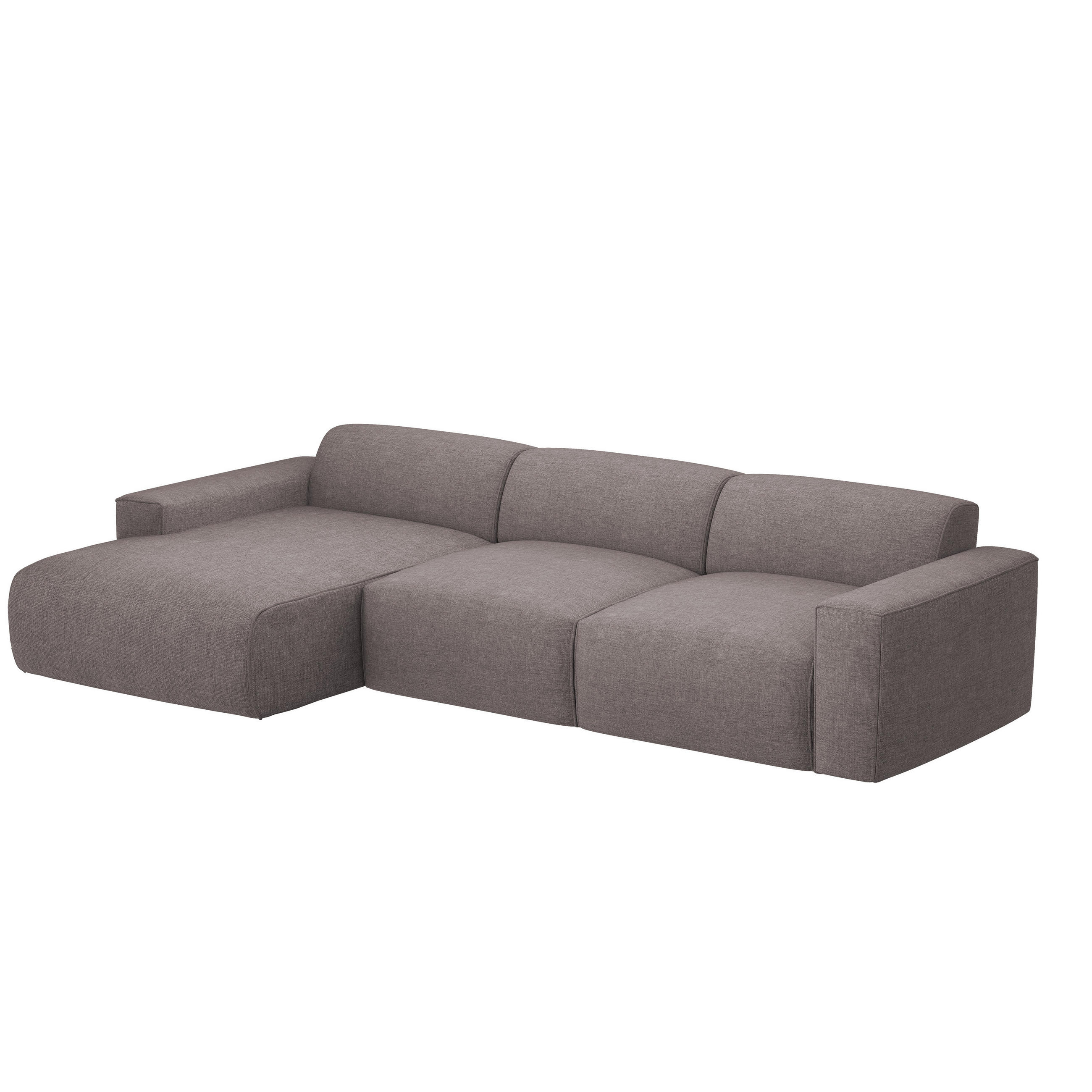ECKSOFA DOVE Chenille-Stoff in Beige-Grau - Greige, Holzwerkstoff/Kunststoff (250/160cm) - Idohome