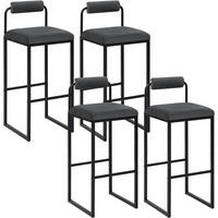 BARHOCKER 4er Set, Hochstuhl, Samt, Dunkelgrau - Dunkelgrau/Schwarz, Textil/Metall (39/95.5/38.5cm) - Woltu