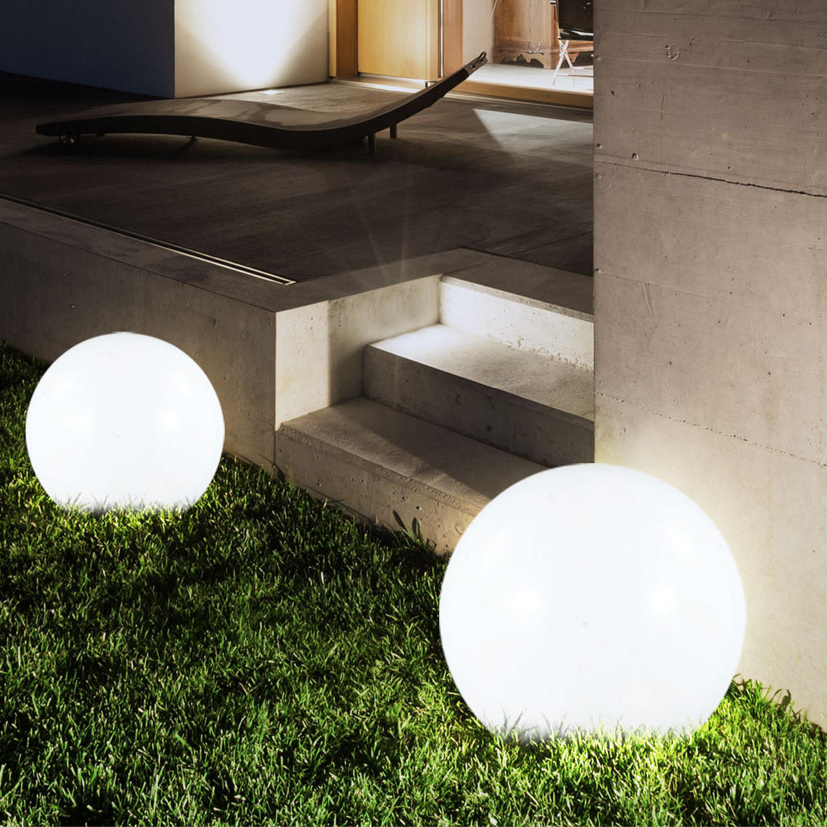 LED AUSSENLEUCHTE Kugel Weiß Modern 5er Set - Weiß, Kunststoff (15/15/427.5cm)