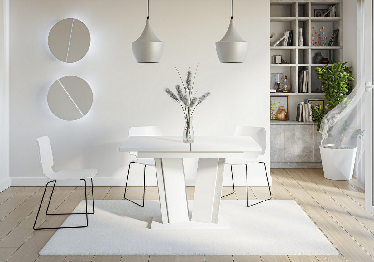 ESSTISCH SAMAR Ausziehbar 120 - 160 / 80 x 76 cm - Weiß, Holz (120/80/76cm) - MASSENO