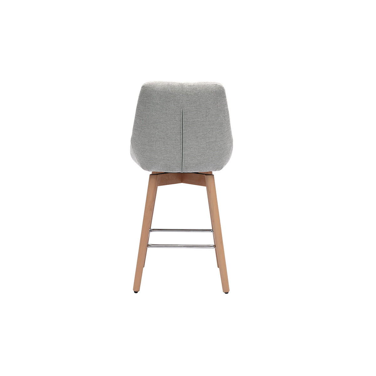 BARHOCKER mit 360° Drehfunktion aus grauem Samteffekt Stoff und hellem Holz H65 cm (2er Set) ALESS - Grau, Textil (52.5/95.5/49.5cm) - Miliboo