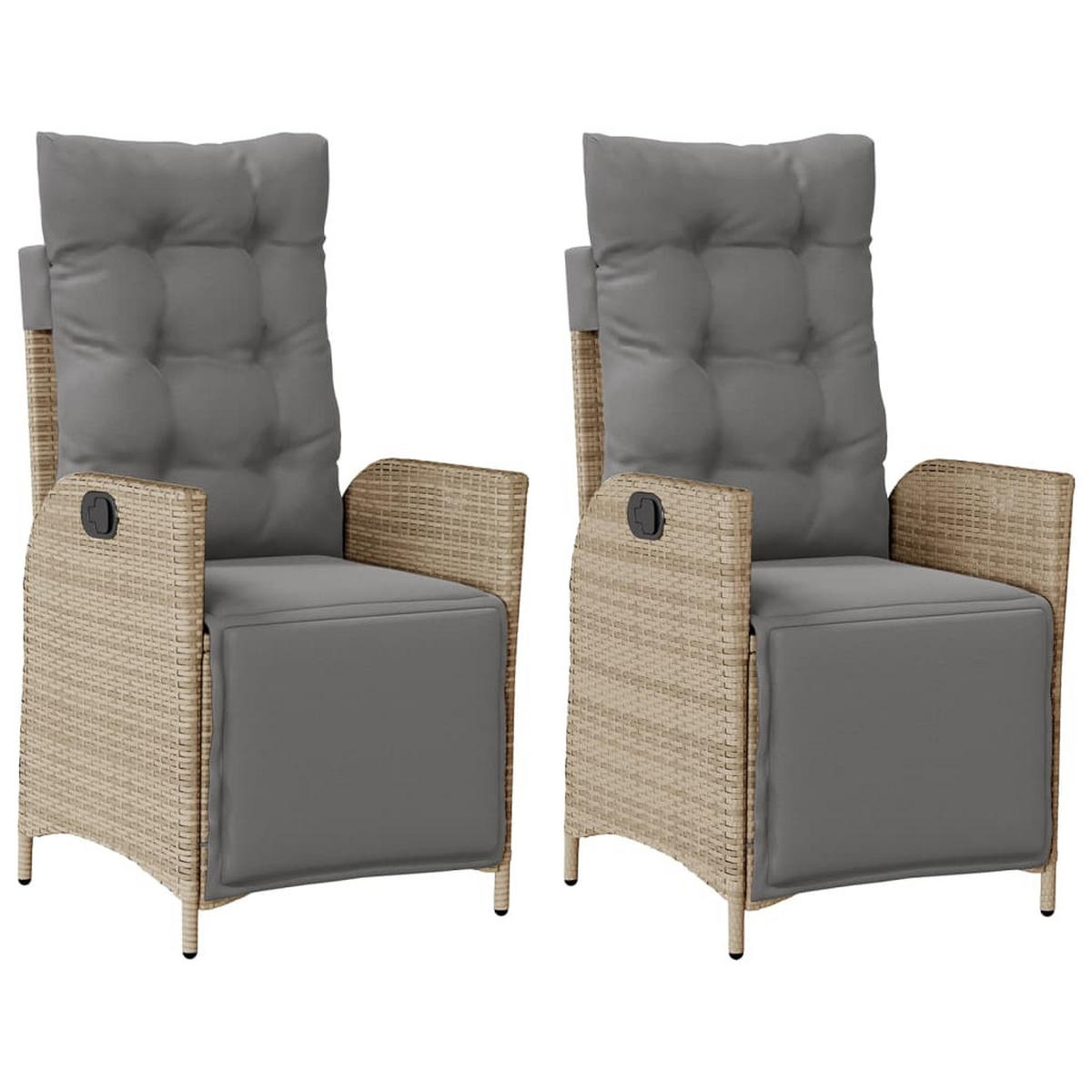 GARTENSESSEL Mit Fussteil 2 Stk. Verstellbar Poly Rattan - Beige, Kunststoff (61/93/57cm) - vidaXL