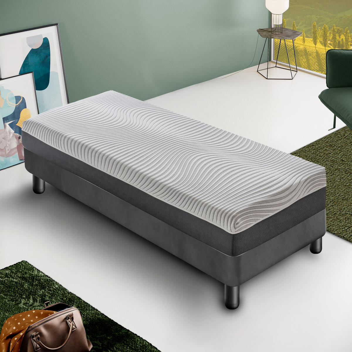 TASCHENFEDERKERNMATRATZE 80x200, Höhe 20 cm, 3 cm Memory-Schaum, BACIO - Weiß, Textil (80/200cm) - iLoveSleep