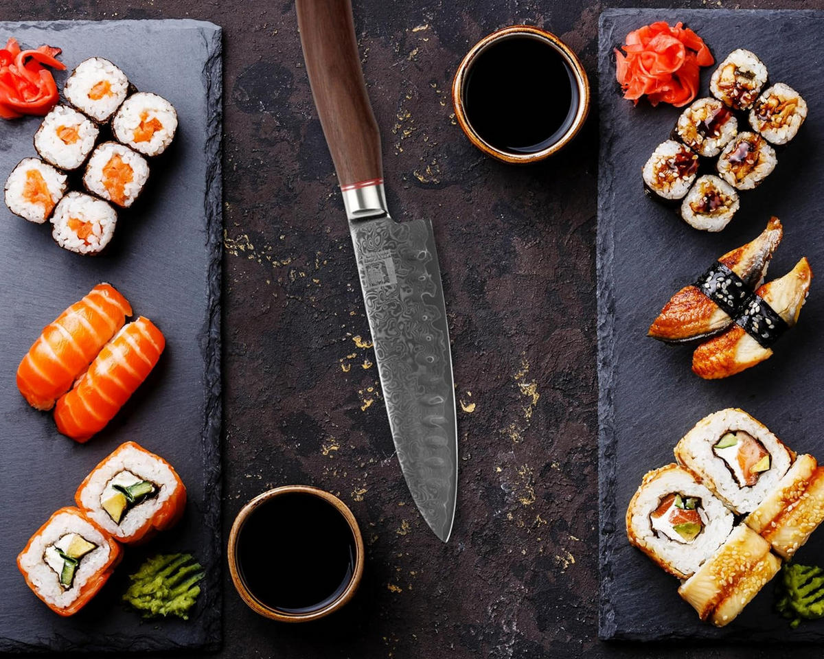 SANTOKUMESSER 17,5 cm - Nussbaumfarben, Holz/Metall (31cm) - Zayiko