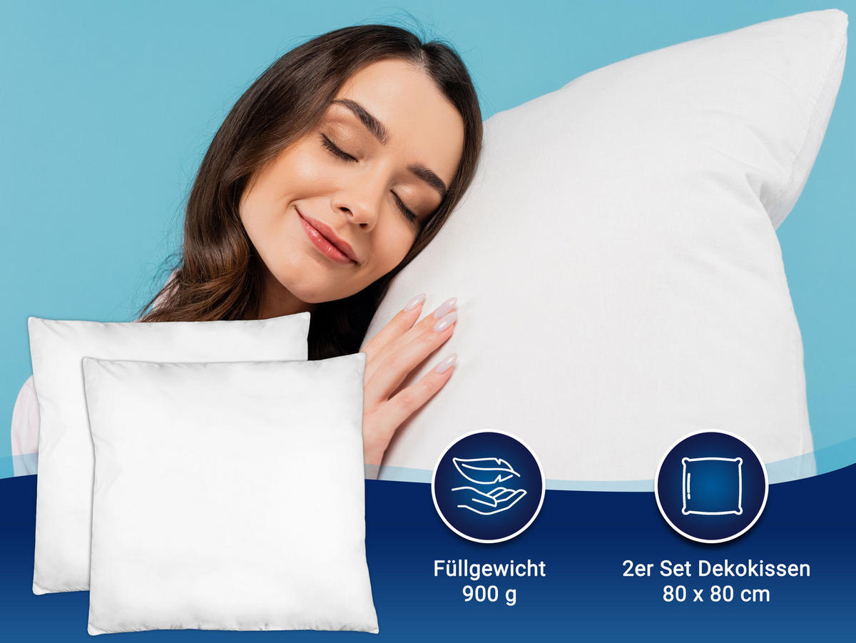 KISSEN, 2er-Set, 80x80 cm, 100% Polyester, Weiß - Weiß, Textil (80/80cm) - Zollner