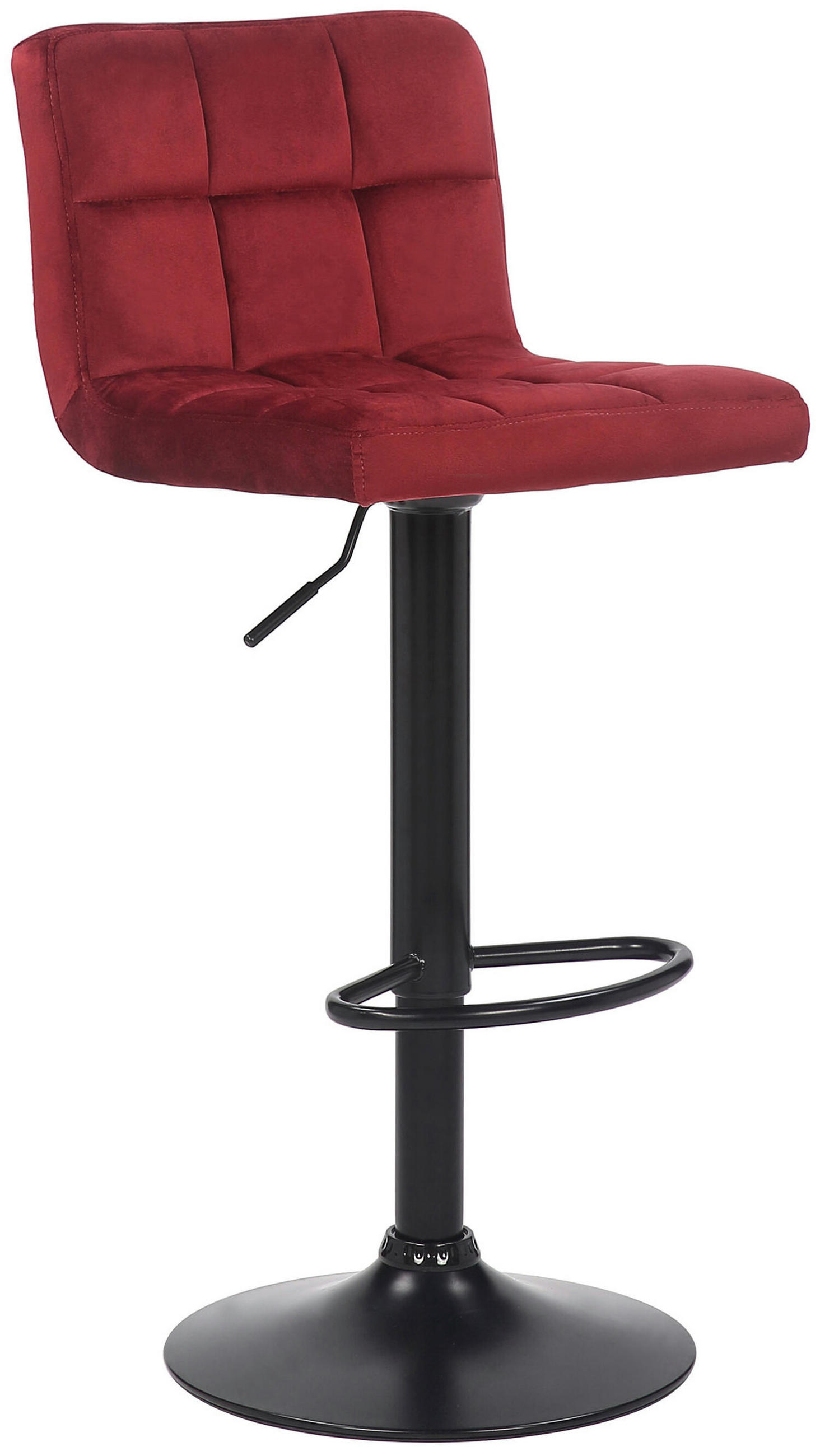 BARHOCKER Fani, Gestell schwarz, Samt Rot - Rot/Schwarz, Textil/Metall (40/85/40cm) - TPFLiving