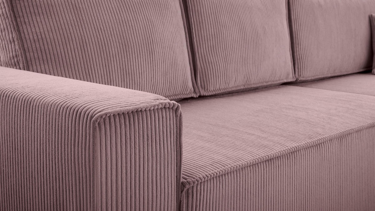 ECKSOFA L Form Cedria Lavendel 287/145/85 cm mit Schlaffunktion - Hellrosa/Schwarz, Kunststoff/Textil (287/145cm) - AX Living