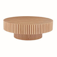 COUCHTISCH rund Höhe 25 cm in Natur mit Massivholzrahmen - Naturfarben, Holzwerkstoff (80/80/35cm) - BEAOK