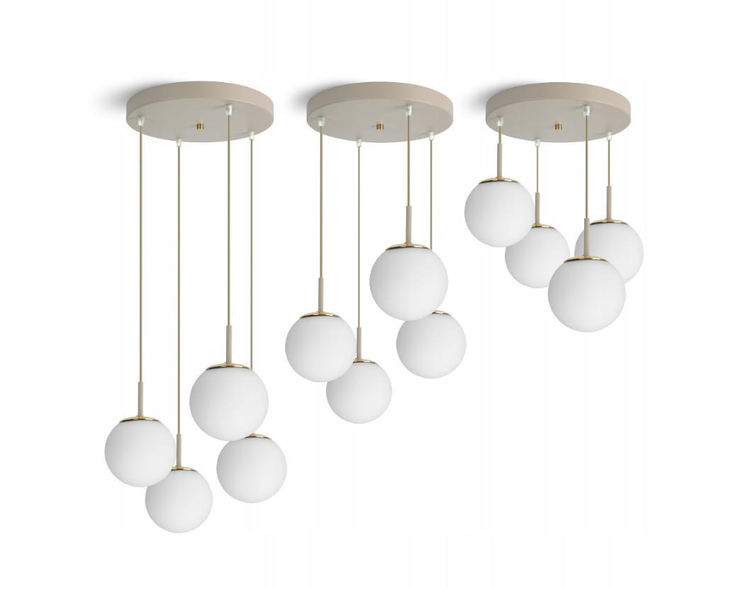 PENDELLEUCHTE ECRU II - Beige/Goldfarben, Glas/Metall (40/40/100cm) - kiki design
