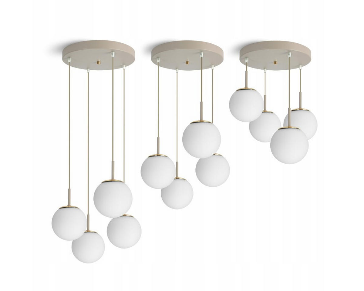 PENDELLEUCHTE ECRU II - Beige/Goldfarben, Glas/Metall (40/40/100cm) - kiki design