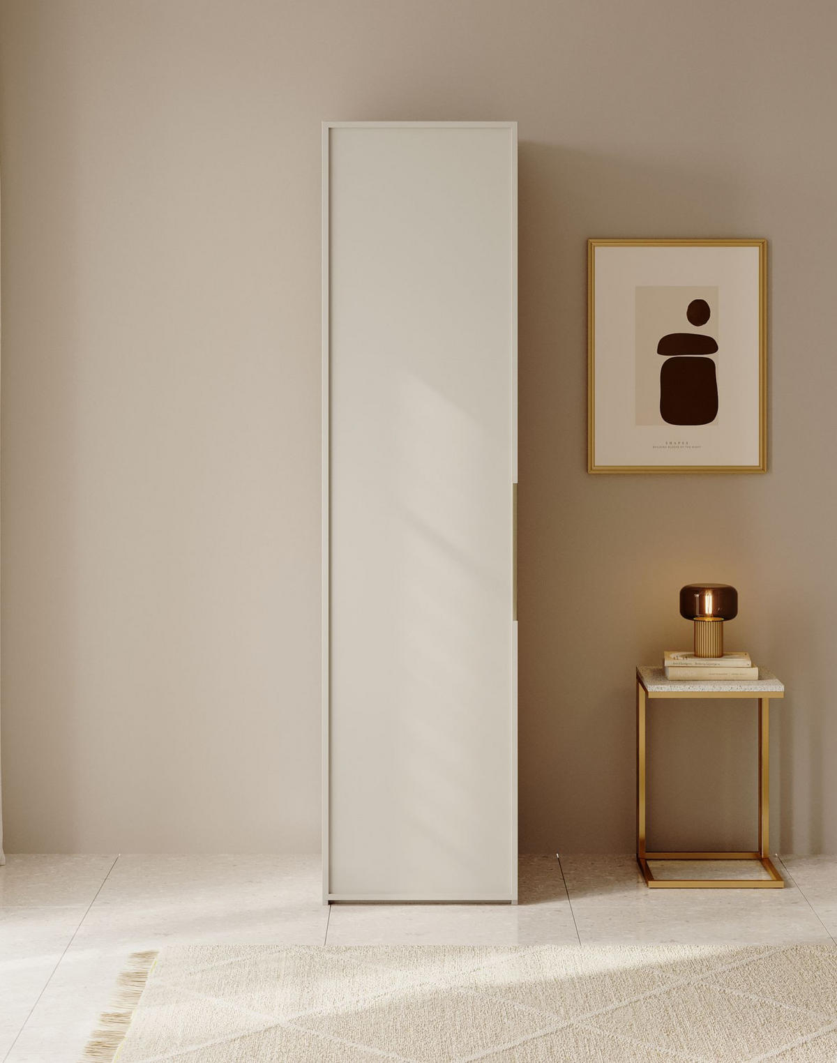 KLEIDERSCHRANK Frame Greige 50 cm - Taupe/Goldfarben, Holzwerkstoff/Metall (50/200.5/57cm) - Selsey