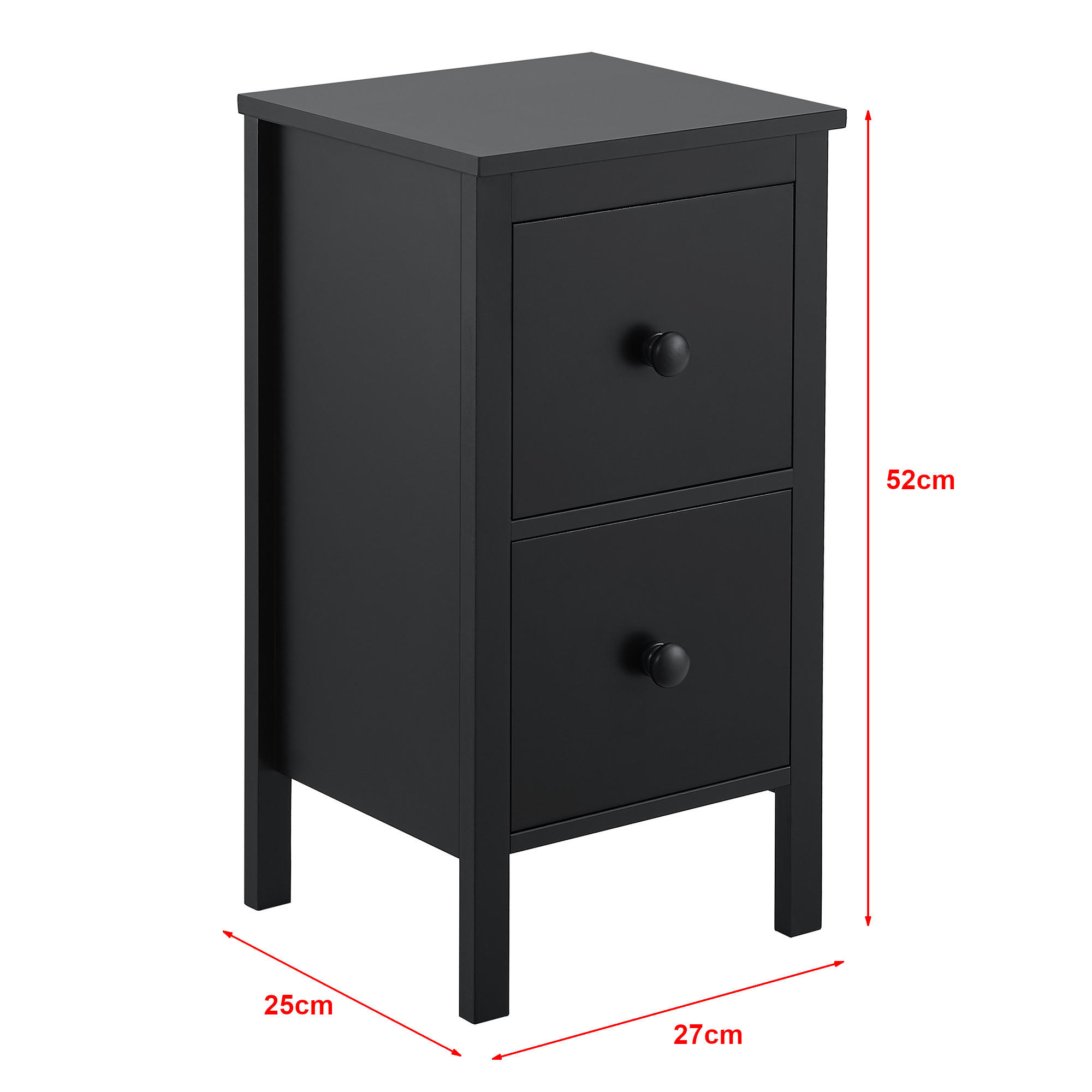BEISTELLTISCH Urjala - Schwarz, Holzwerkstoff (25/27/52cm) - [en.casa]
