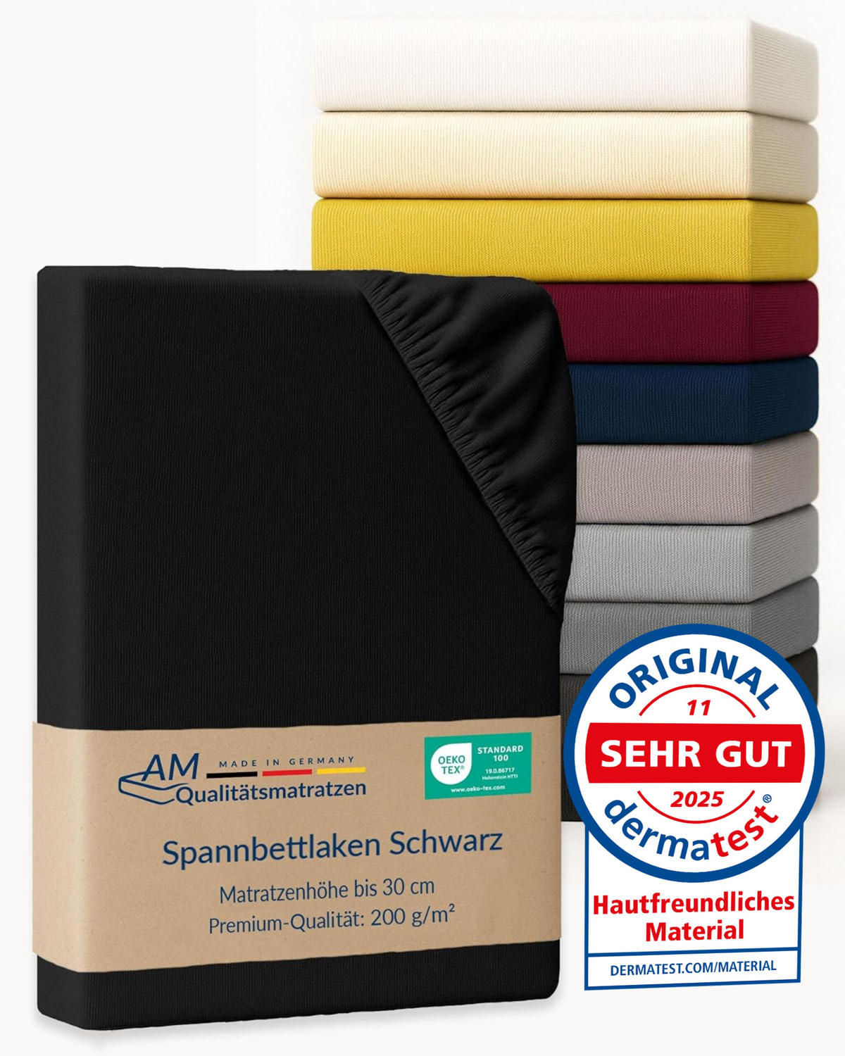 SPANNBETTLAKEN TOPPER 160/210/12 cm Schwarz - Schwarz, Textil (160/210cm) - AM Qualitätsmatratzen