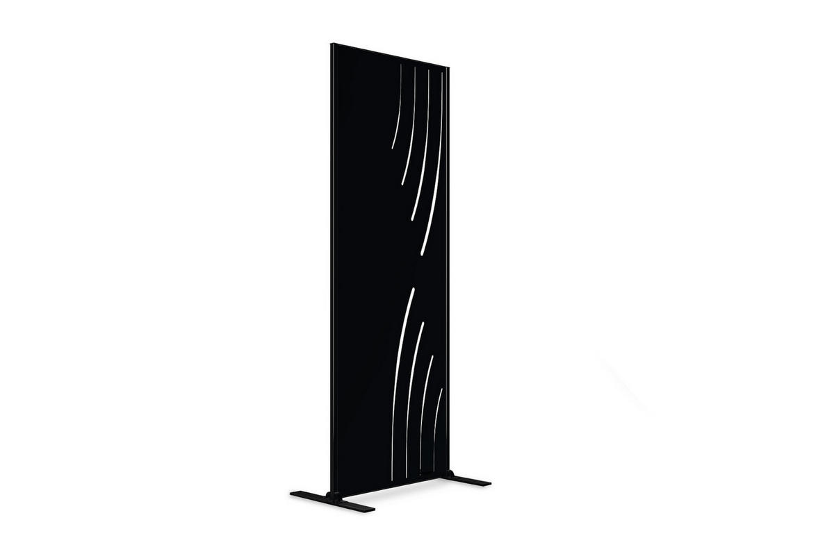 SICHTSCHUTZPANEEL dekorativ Veleta schwarz H.160cm, rechte Seite mit Muster - Schwarz, Metall (60/160cm) - Casanoov