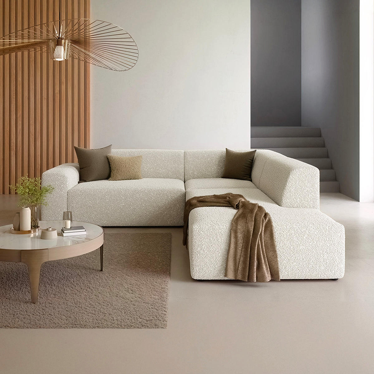 ECKSOFA Torino 5 Sitzplätze Beige - Beige, Holz (254/264cm) - Petits-meubles