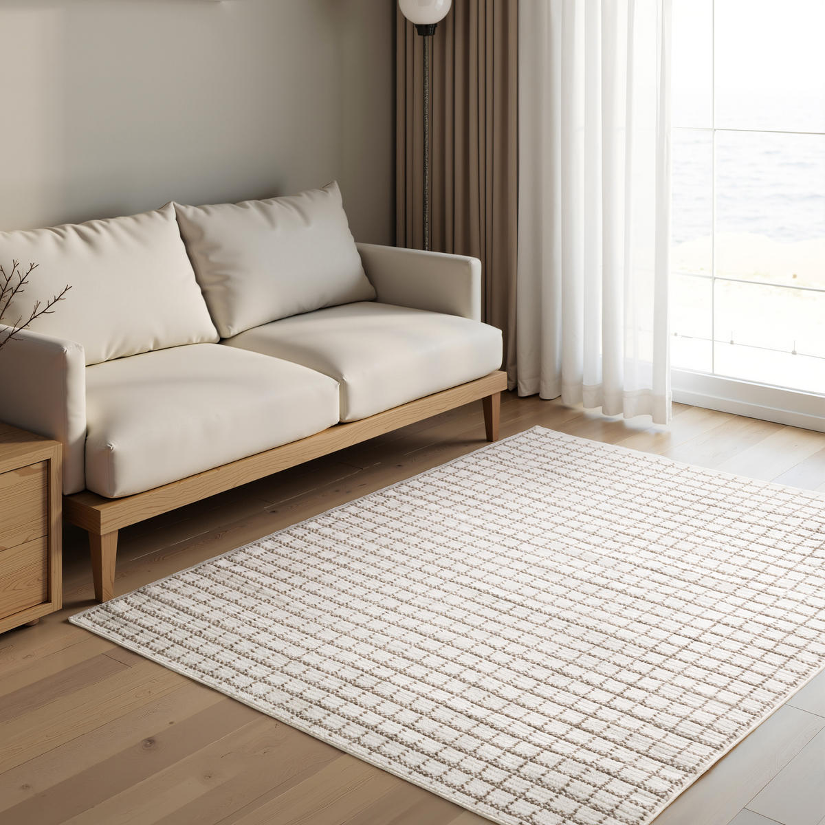 SOFT-TEPPICH Jacky Weiß-Beige 120x160 cm - Hellbraun, Textil (120/160cm) - Tesso Living