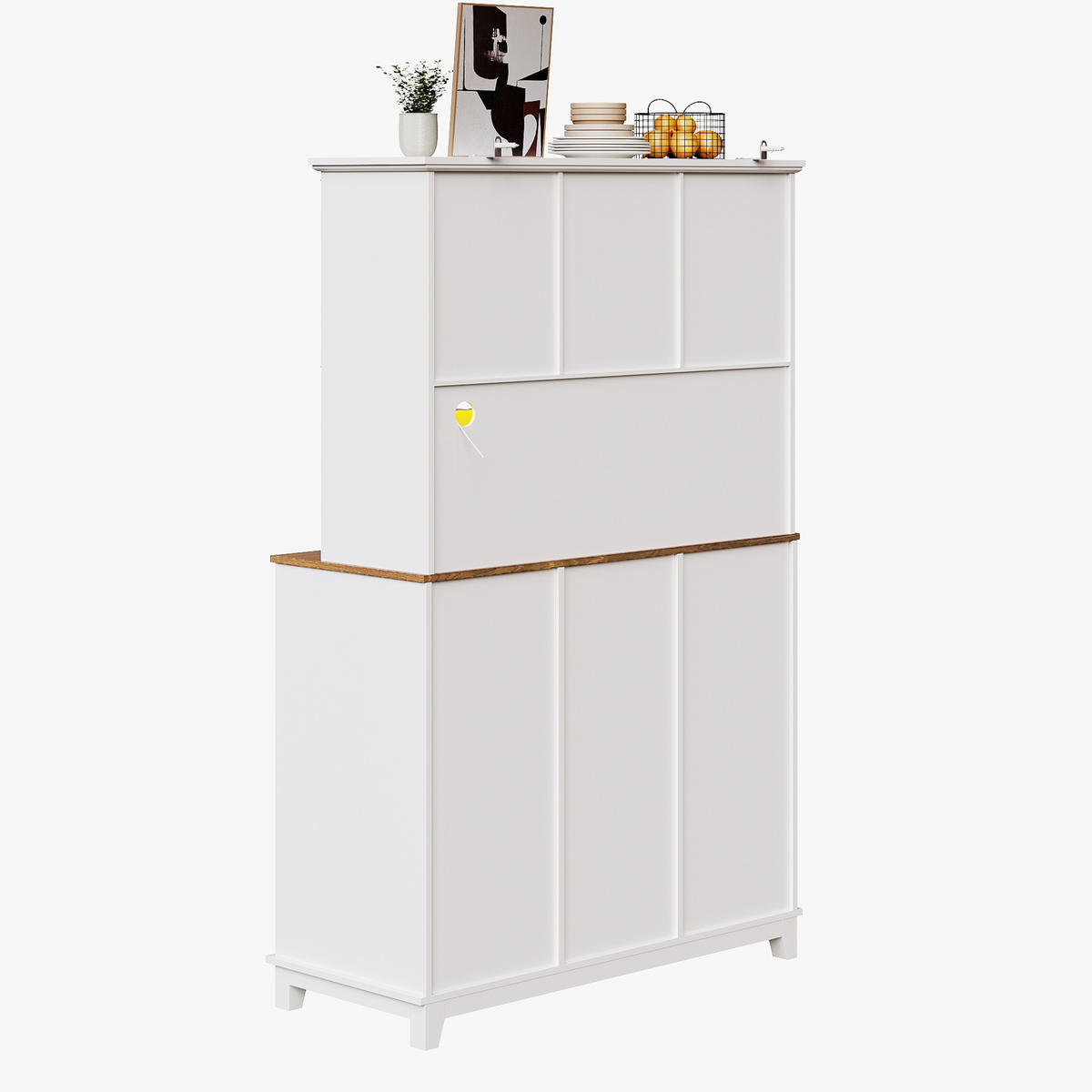 BUFFET 105/38,4/180 cm in Weiß mit LED-Beleuchtung und Glastüren - Weiß, Holzwerkstoff (105/180/38.4cm) - Flora Grace