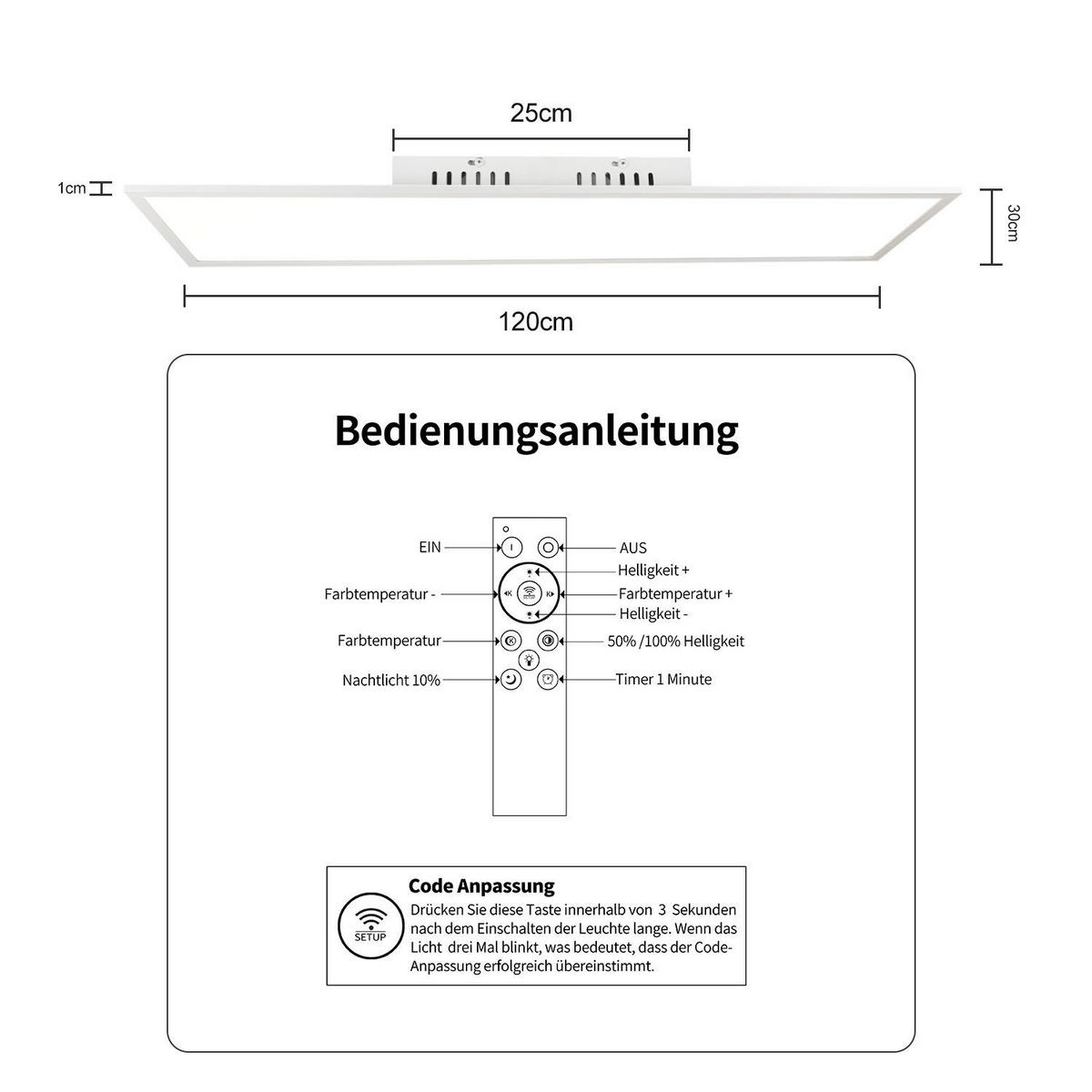 LED-DECKENLEUCHTE Tannfluch 30.0/5.5/120.0 cm - Weiß, Metall (120/30/5.5cm) - ZMH