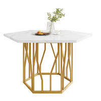 ESSTISCH 115x100x75 cm in Weiß und Gold aus MDF mit Marmoroptik - Goldfarben, Holzwerkstoff (115.5/100/75cm) - Modfu