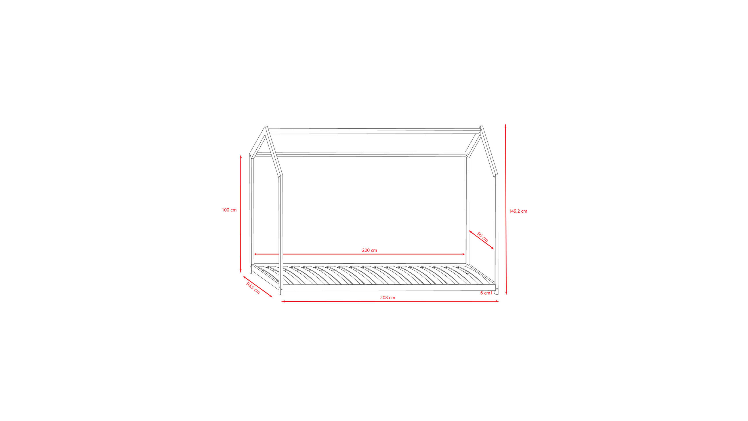 Raumhirsch Furniture Kinderbett Weiß 90x200 cm