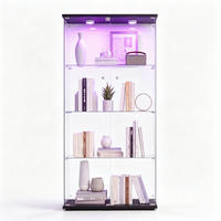 GLASVITRINE LED Schwarz mit 2 Tür 4 Etagen mit Schloss,80.49x36.49x163.9cm - Schwarz, Glas (36.49/163.9/80.49cm) - BPKADHY