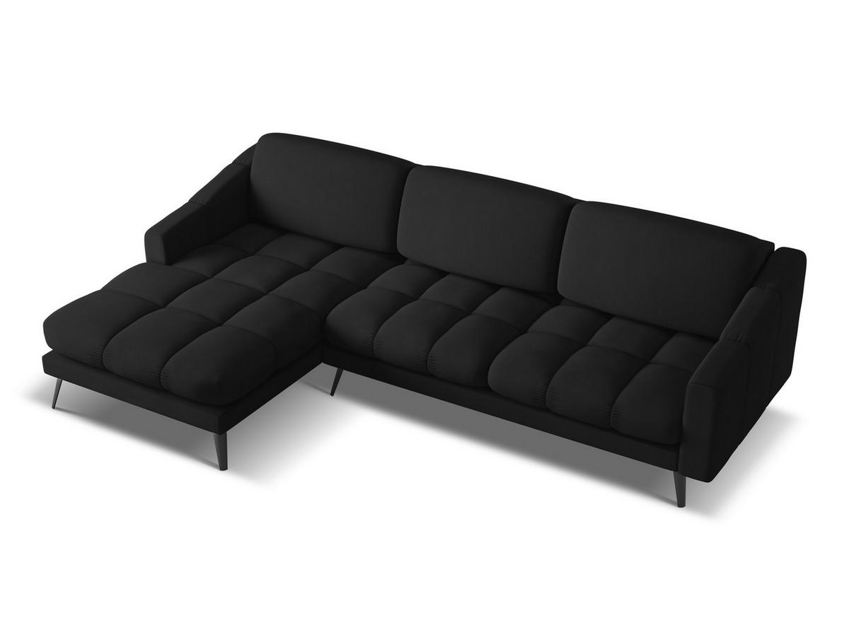ECKSOFA Links Chenille Stoff Schwarz - Schwarz, Textil/Metall (160/264cm) - Makamii