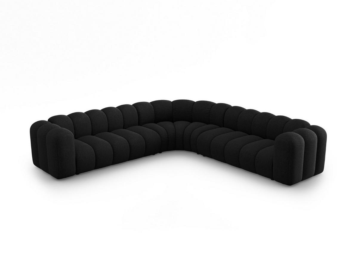 ECKSOFA symmetrisch modular Lupine aus Chenille-Stoff schwarz 5 Sitzplätze - Schwarz, Textil (309/309cm) - Micadoni