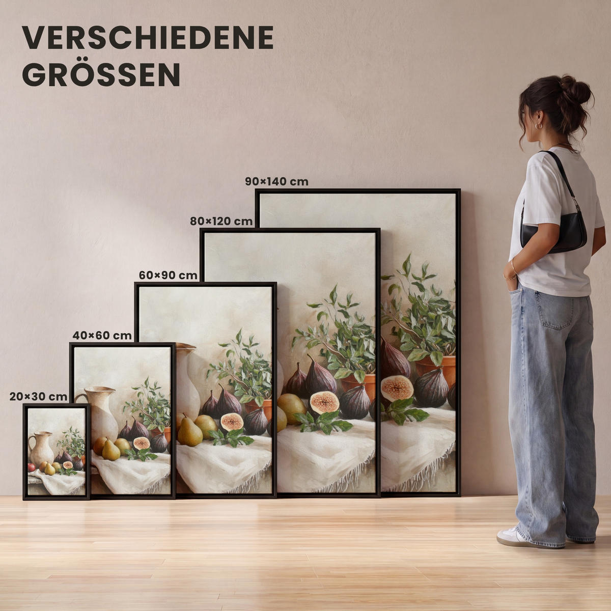 LEINWAND Bilder mit Rahmen - Obst - Kräuter - Ländlich - 100x150 - Naturfarben, Textil (100/150cm) - MuchoWow