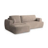 ECKSOFA SENTI P L-S Beige Kordstoff mit Schlaffunktion - Beige, Holz (246/148cm) - MASSENO