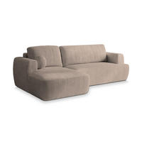 ECKSOFA SENTI P L-S Beige Kordstoff mit Schlaffunktion - Beige, Holz (246/148cm) - MASSENO