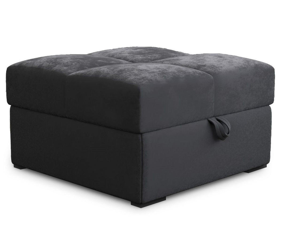 POUF MIZA Grau 65x65 cm - Grau, Textil (65/38/65cm) - MASSENO
