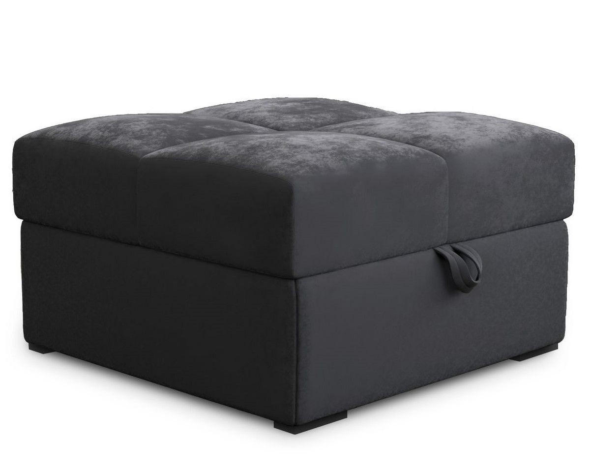 POUF MIZA Grau 65x65 cm - Grau, Textil (65/38/65cm) - MASSENO