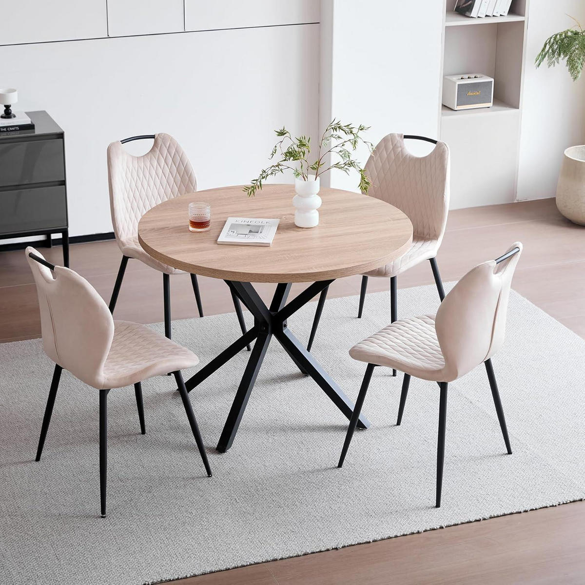 ESSZIMMERSTÜHLE 4er-Set Stoff Beige - Beige, Textil (44/86/46cm)