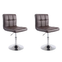 BARHOCKER 2er Set Bangko Kunstleder Braun - Braun, Leder/Metall (44/74/49cm) - DELUKE