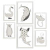 POSTER Set Mit 6 Sea Varmint In Tiere Abstracts Ästhetische Dekorative Gemälde Für Ihr Wohnzimmer, Schlafzimmer, Zuhause A3 & A4 Weißer Rahmen - Weiß, Papier (29/3cm) - Nacnic