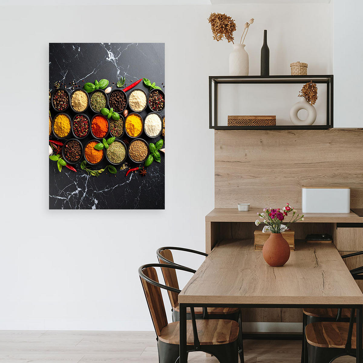 LEINWANDBILD Küchenkräuter und Gewürze 70x100cm - Multicolor, Textil (70/100cm) - Feeby