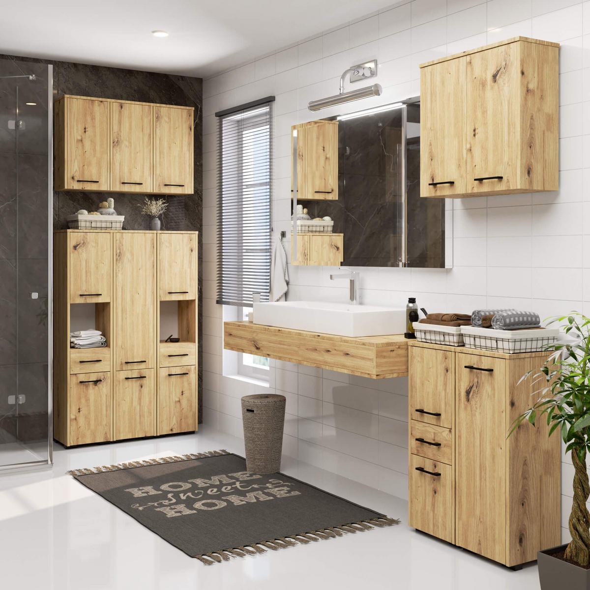 BADEZIMMERSCHRANK FIN Artisan Eiche 30x60x22,5 cm - Eiche Artisan, Holzwerkstoff/Kunststoff (30/60/22.5cm) - Akord