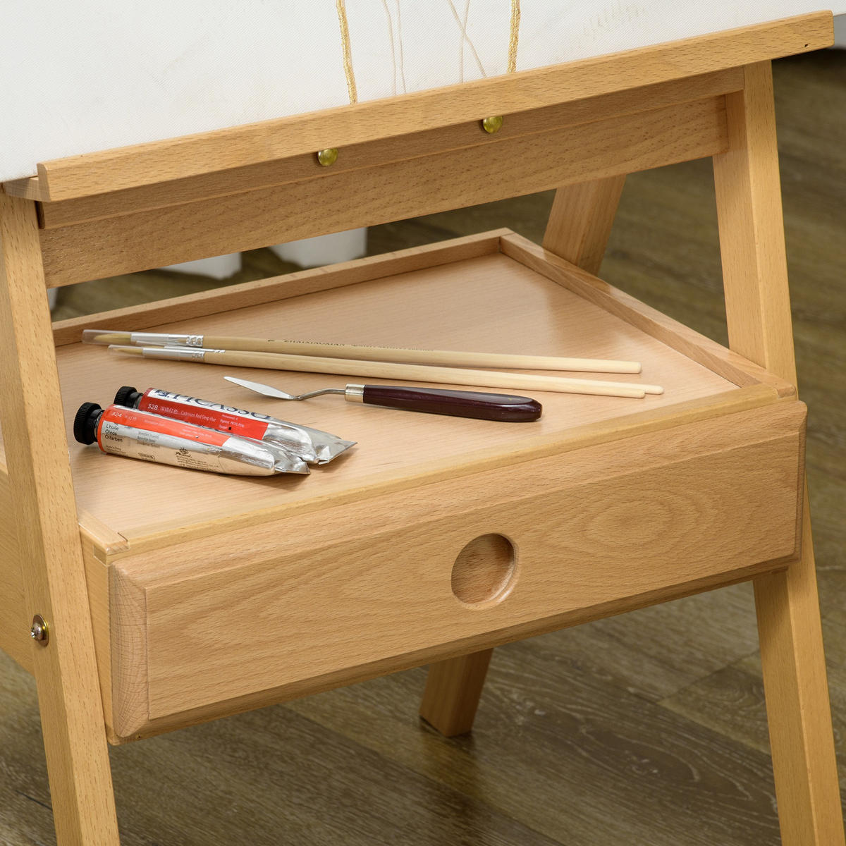 MALSTAFFELEI DE-16685 mit Schublade und höhenverstellbar Natur - Naturfarben, Holzwerkstoff (43/190/43.5cm) - ComfortXL