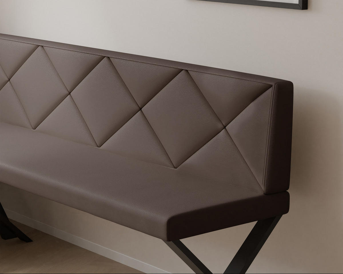ECKBANK links VERO X Kunstleder gesteppt, 142/196 cm Braun - Braun, Kunststoff/Textil (142/196cm) - Idohome